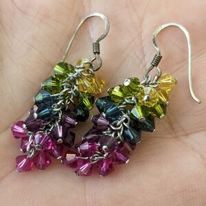 VTG .925 CRYSTAL BEAD EARRINGS